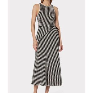 Milly : Diagonal Stripe Sleeveless Knit Midi Dress : Navy/Ivory : Small
